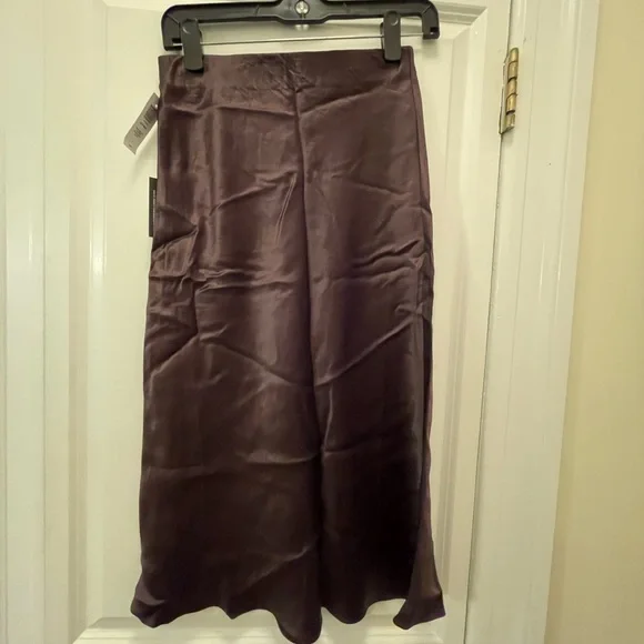 Babaton Rich Mocha Brown Satin Midi Skirt - Picture 2 of 6